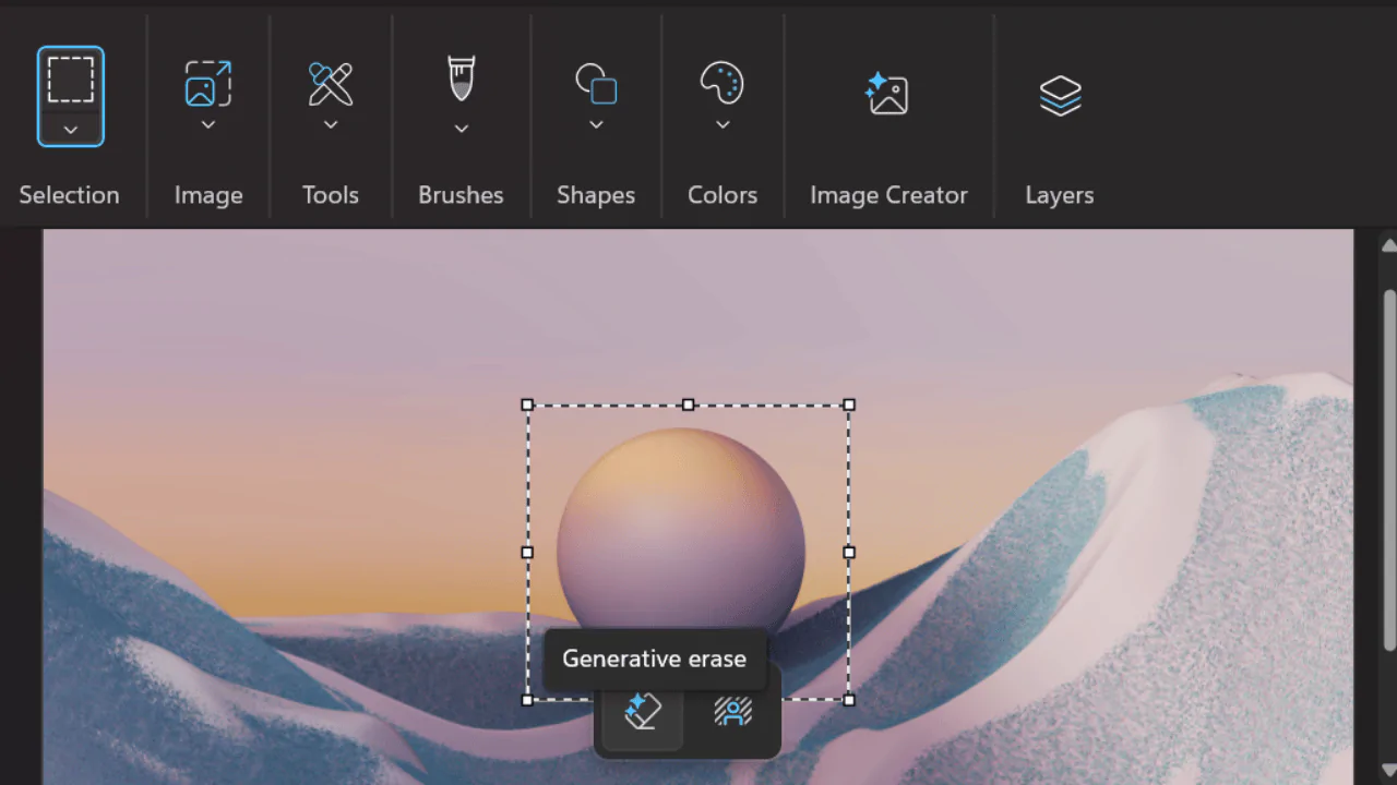 MS Paint Generative Erase AI を使用すると、画像からオブジェクトを削除できます