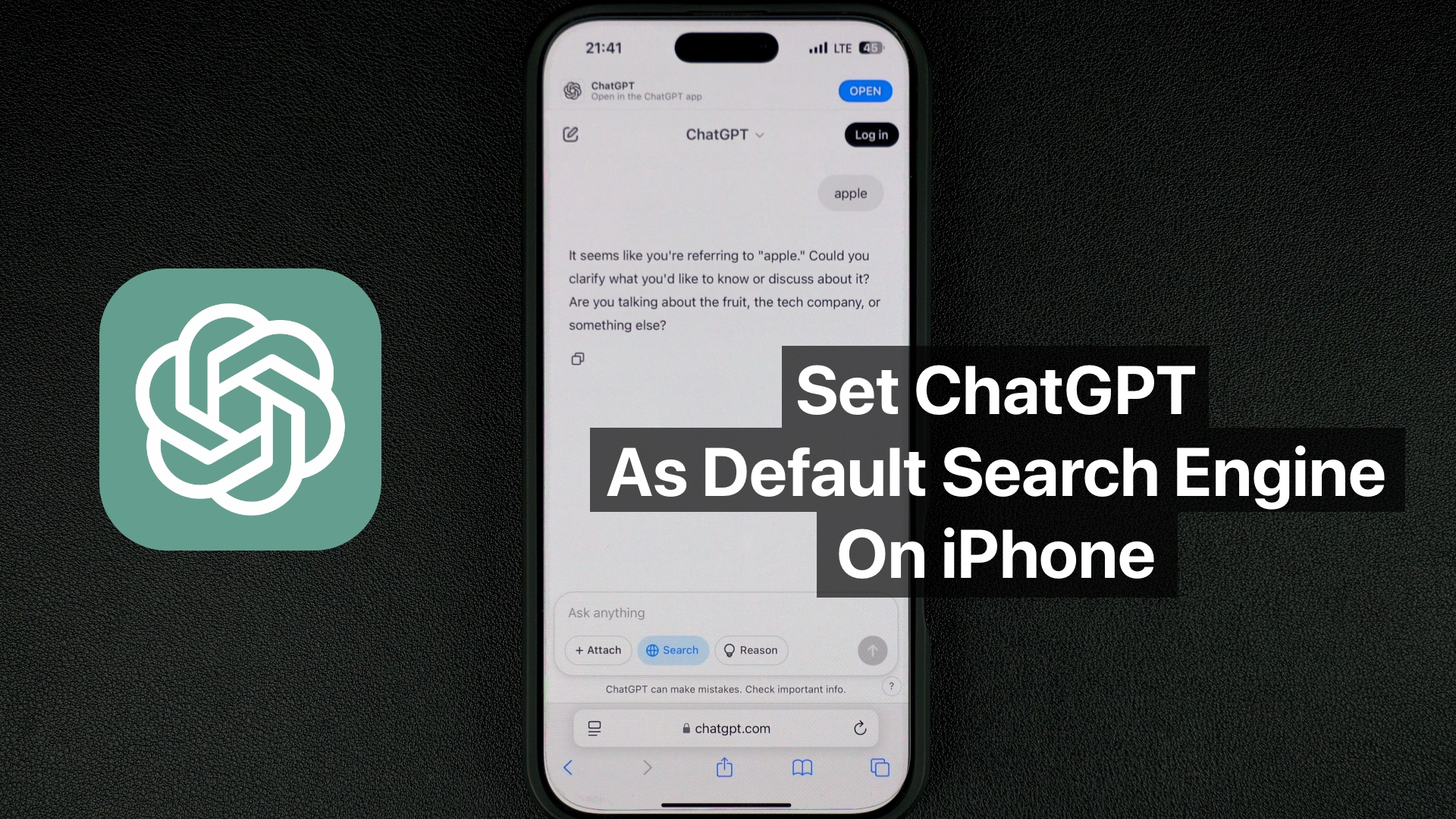 iPhoneのSafariブラウザでDefault Search EngineとしてChatGPTを設定する方法