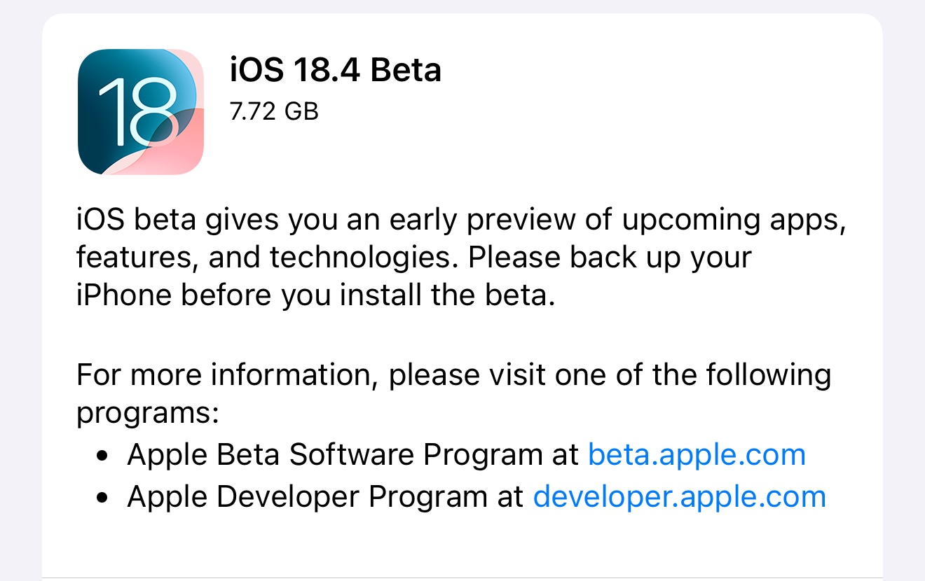 AppleはiOS 18.4ベータ1を開発者にリリースします